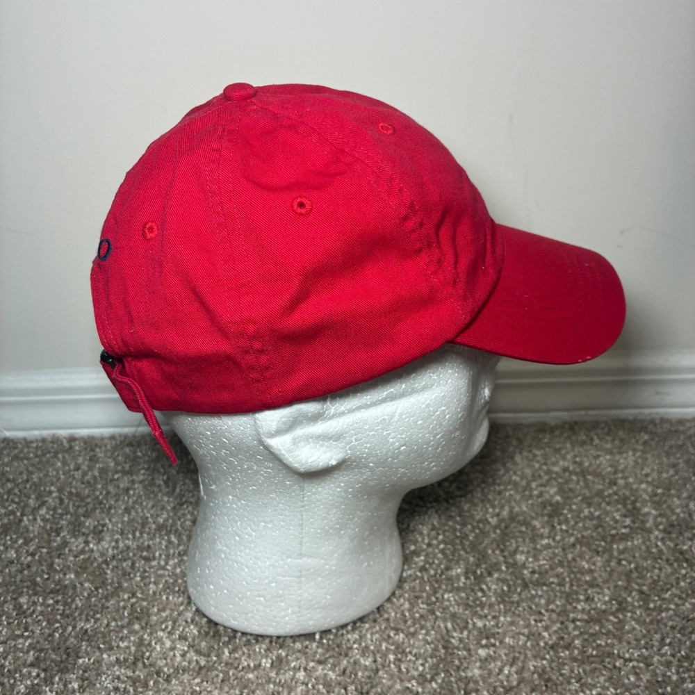 Polo Ralph Lauren Hat OSFA Red Adjustable Buckle Strap Preppy Cotton Ball Cap - Picture 5 of 8